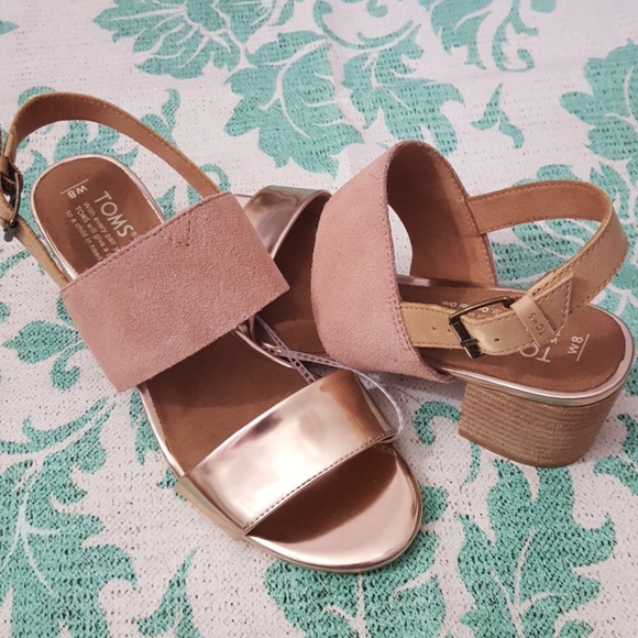 Toms Shoes - TOMS Metallic Rose Gold Suede Sandals